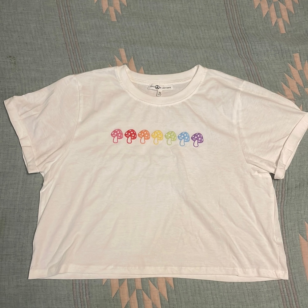 Rainbow Mushroom Crop Top size M